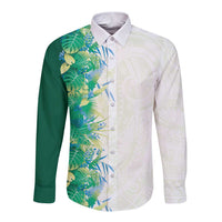 Hawaii Tropical Plant Omaomao Long Sleeve Button Shirt Vibrant Polynesian Pattern LT01 Unisex Green - Polynesian Pride
