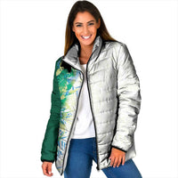 Hawaii Tropical Plant Omaomao Padded Jacket Vibrant Polynesian Pattern
