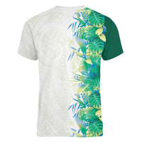 Hawaii Tropical Plant Omaomao Women V-Neck T-Shirt Vibrant Polynesian Pattern LT01 - Polynesian Pride