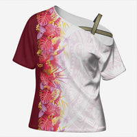 Hawaii Tropical Plant Akala Cross Shoulder Shirt Vibrant Polynesian Pattern