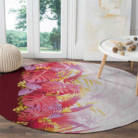 Hawaii Tropical Plant Akala Round Carpet Vibrant Polynesian Pattern