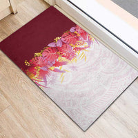 Hawaii Tropical Plant Akala Rubber Doormat Vibrant Polynesian Pattern