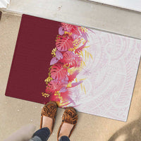Hawaii Tropical Plant Akala Rubber Doormat Vibrant Polynesian Pattern