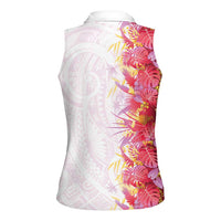 Hawaii Tropical Plant Akala Women Sleeveless Polo Shirt Vibrant Polynesian Pattern LT01 - Polynesian Pride