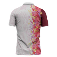 Hawaii Tropical Plant Akala Zipper Polo Shirt Vibrant Polynesian Pattern LT01 - Polynesian Pride
