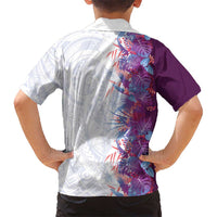 Hawaii Tropical Plant Poni Family Matching Off The Shoulder Long Sleeve Dress and Hawaiian Shirt Vibrant Polynesian Pattern LT01 - Polynesian Pride