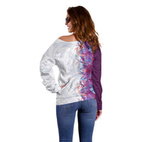 Hawaii Tropical Plant Poni Off Shoulder Sweater Vibrant Polynesian Pattern LT01 - Polynesian Pride
