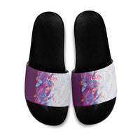 Hawaii Tropical Plant Poni Slide Sandals Vibrant Polynesian Pattern
