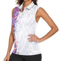 Hawaii Tropical Plant Poni Women Sleeveless Polo Shirt Vibrant Polynesian Pattern LT01 - Polynesian Pride