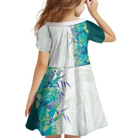 Hawaii Tropical Plant Teal Family Matching Long Sleeve Bodycon Dress and Hawaiian Shirt Vibrant Polynesian Pattern LT01 - Polynesian Pride