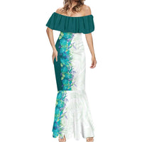 Hawaii Tropical Plant Teal Mermaid Dress Vibrant Polynesian Pattern LT01 - Polynesian Pride
