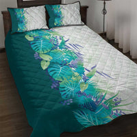 Hawaii Tropical Plant Teal Quilt Bed Set Vibrant Polynesian Pattern LT01 Teal - Polynesian Pride
