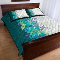 Hawaii Tropical Plant Teal Quilt Bed Set Vibrant Polynesian Pattern LT01 - Polynesian Pride
