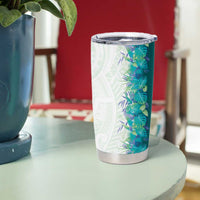Hawaii Tropical Plant Teal Tumbler Cup Vibrant Polynesian Pattern