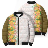 Hawaii Tropical Plant Lenalena Bomber Puffer Jacket Vibrant Polynesian Pattern