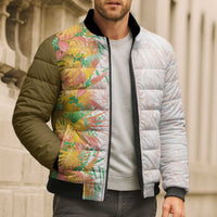 Hawaii Tropical Plant Lenalena Bomber Puffer Jacket Vibrant Polynesian Pattern