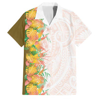 Hawaii Tropical Plant Lenalena Family Matching Puletasi and Hawaiian Shirt Vibrant Polynesian Pattern LT01 Dad's Shirt - Short Sleeve Yellow - Polynesian Pride