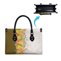 Hawaii Tropical Plant Lenalena Leather Bag Vibrant Polynesian Pattern