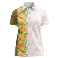 Hawaii Tropical Plant Lenalena Women Polo Shirt Vibrant Polynesian Pattern LT01 Female Yellow - Polynesian Pride