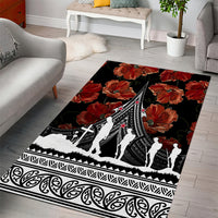 New Zealand ANZAC Day Area Rug Poppy With Polynesian Pattern LT01 - Polynesian Pride