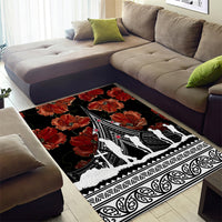 New Zealand ANZAC Day Area Rug Poppy With Polynesian Pattern LT01 - Polynesian Pride