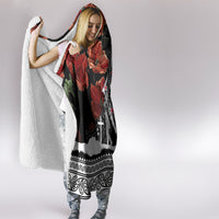 New Zealand ANZAC Day Hooded Blanket Poppy With Polynesian Pattern LT01 - Polynesian Pride