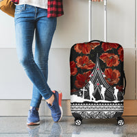 New Zealand ANZAC Day Luggage Cover Poppy With Polynesian Pattern LT01 - Polynesian Pride