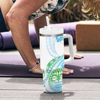 Kia Ora Maori New Zealand Pastel Tumbler With Handle Sun Ta Moko Aqua Green Version LT01 - Polynesian Pride