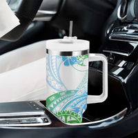 Kia Ora Maori New Zealand Pastel Tumbler With Handle Sun Ta Moko Aqua Green Version LT01 - Polynesian Pride