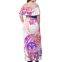 Kia Ora Maori New Zealand Pastel Off Shoulder Maxi Dress Sun Ta Moko Sweet Version LT01 - Polynesian Pride