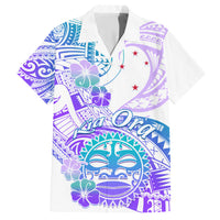 Kia Ora Maori New Zealand Pastel Family Matching Short Sleeve Bodycon Dress and Hawaiian Shirt Sun Ta Moko Violet Version LT01 Dad's Shirt - Short Sleeve Purple - Polynesian Pride