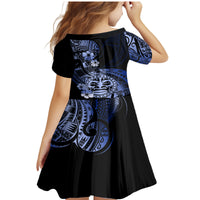 Aotearoa Kia Ora New Zealand Ta Moko Blue Version Family Matching Mermaid Dress and Hawaiian Shirt LT01 - Polynesian Pride