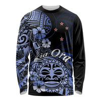 Aotearoa Kia Ora New Zealand Ta Moko Blue Version Long Sleeve Shirt LT01 Unisex Blue - Polynesian Pride