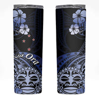 Aotearoa Kia Ora New Zealand Ta Moko Blue Version Skinny Tumbler LT01 Blue - Polynesian Pride