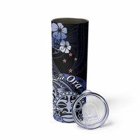 Aotearoa Kia Ora New Zealand Ta Moko Blue Version Skinny Tumbler LT01 - Polynesian Pride