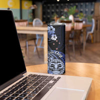 Aotearoa Kia Ora New Zealand Ta Moko Blue Version Skinny Tumbler LT01 - Polynesian Pride