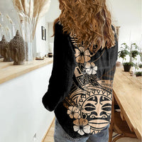 Aotearoa Kia Ora New Zealand Ta Moko Gold Version Women Casual Shirt LT01 - Polynesian Pride