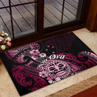 Aotearoa Kia Ora New Zealand Ta Moko Pink Version Rubber Doormat LT01 - Polynesian Pride