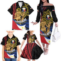 Personalized Lapulapu The First Filipino Hero Family Matching Off The Shoulder Long Sleeve Dress and Hawaiian Shirt Polynesian Pattern