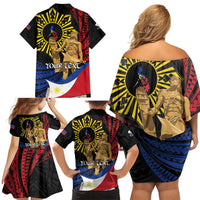 Personalized Lapulapu The First Filipino Hero Family Matching Off Shoulder Short Dress and Hawaiian Shirt Polynesian Pattern LT01 - Polynesian Pride