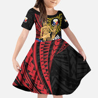 Personalized Lapulapu The First Filipino Hero Family Matching Short Sleeve Bodycon Dress and Hawaiian Shirt Polynesian Pattern LT01 Daughter's Dress Black - Polynesian Pride