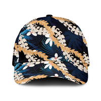 Puakenikeni Maile Lei Classic Cap Frangipani Blue Tropical Leaves LT01 Universal Fit Blue - Polynesian Pride