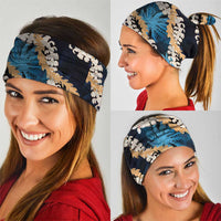 Puakenikeni Maile Lei Neck Gaiter Frangipani Blue Tropical Leaves