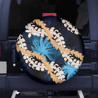 Puakenikeni Maile Lei Spare Tire Cover Frangipani Blue Tropical Leaves LT01 No hole Blue - Polynesian Pride
