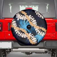 Puakenikeni Maile Lei Spare Tire Cover Frangipani Blue Tropical Leaves LT01 - Polynesian Pride