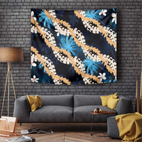 Puakenikeni Maile Lei Tapestry Frangipani Blue Tropical Leaves