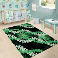 Puakenikeni Maile Lei Area Rug Frangipani Green Tropical Leaves