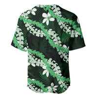 Puakenikeni Maile Lei Baseball Jersey Frangipani Green Tropical Leaves