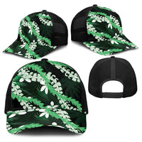 Puakenikeni Maile Lei Baseball Net Cap Frangipani Green Tropical Leaves LT01 - Polynesian Pride