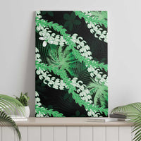 Puakenikeni Maile Lei Canvas Wall Art Frangipani Green Tropical Leaves